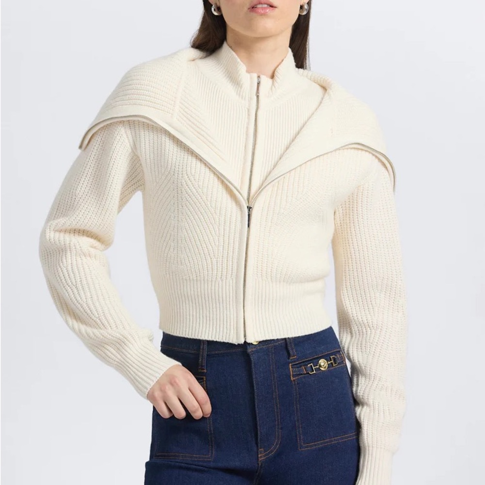 10 Crosby Derek Lam Cream Zip-Up Sweater
